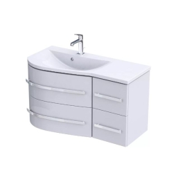 ORISTO OPAL szafka z umywalką 90 cm, lewa, biały połysk - uchwyt biały - OR30-SD4S-90-1-LV4, UME-OP-90-92-L